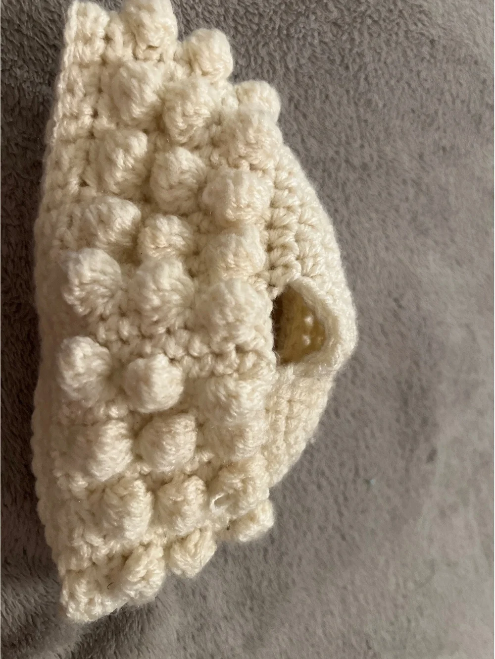 Handmade Cream Crochet Bobble Beanie Hat